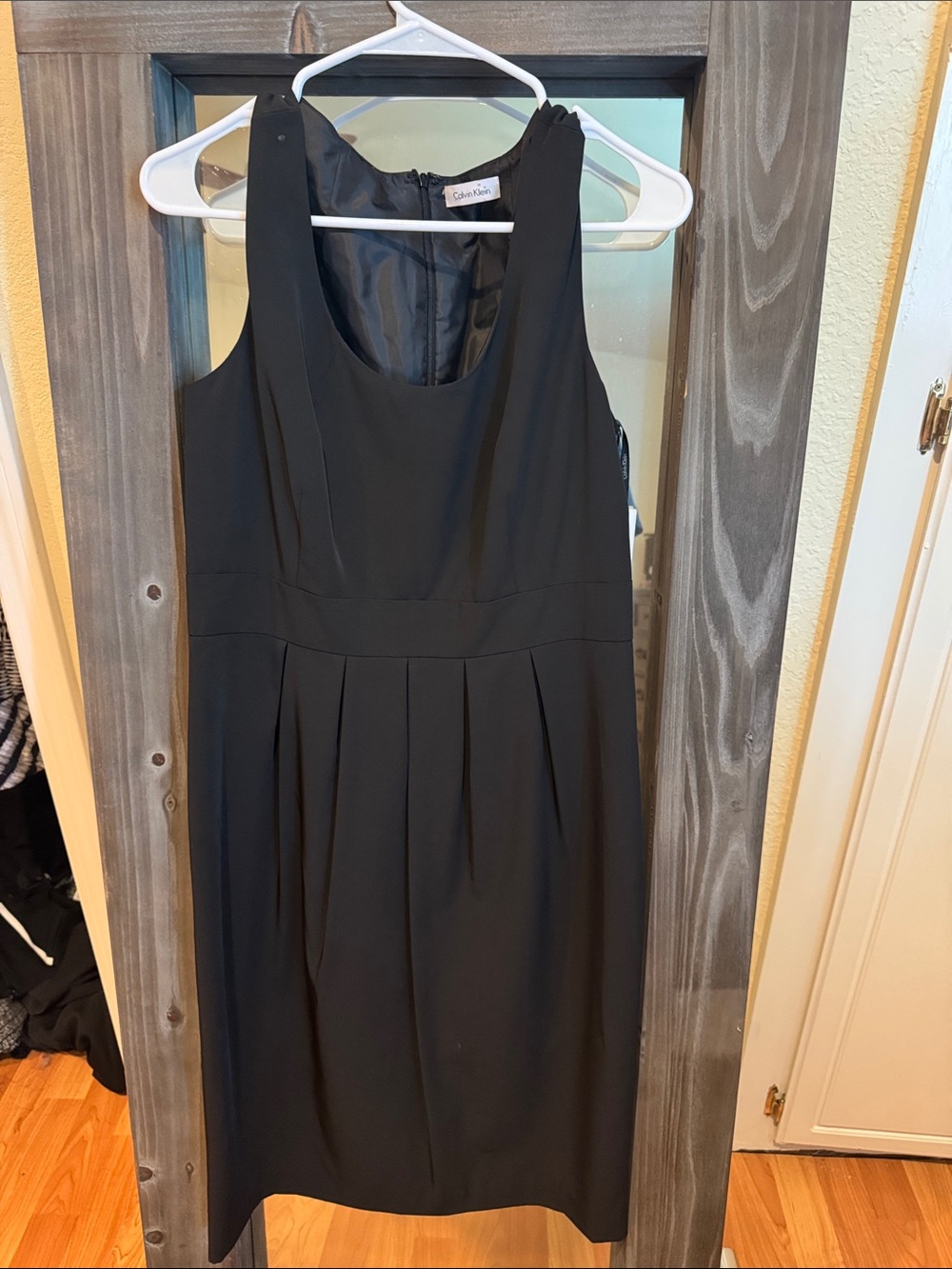 Calvin Klein Black Pleated Midi Dress